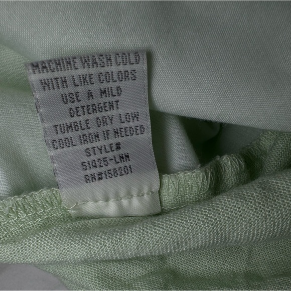 April Kiss Linen Beach Shorts Lime Green with Waist Tie • Size: Large - Picture 8 of 9